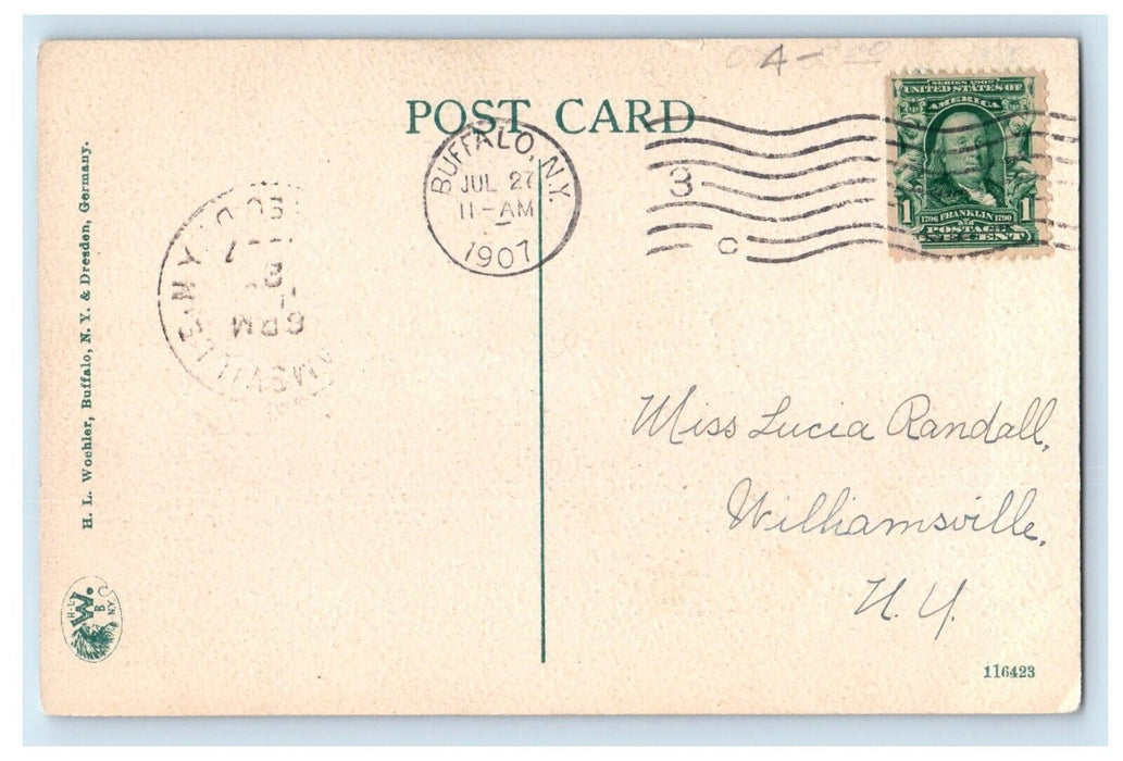 1907 Wharf At the Bedell House Boats And Passengers Buffalo New York NY Postcard