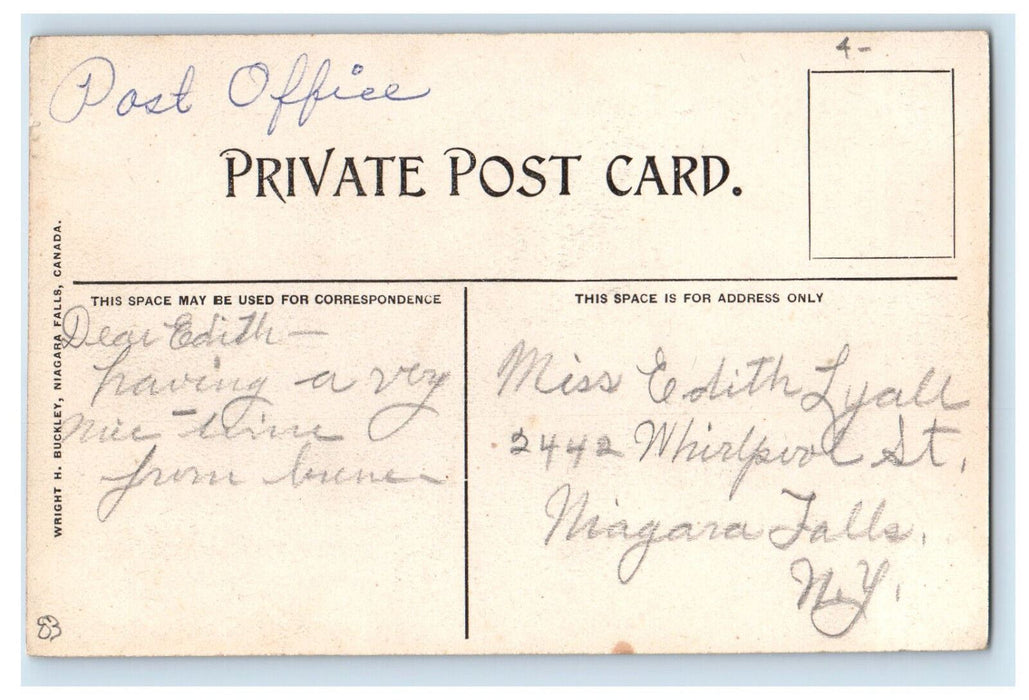 c1910 Post Office Building Niagara Falls Canada Antique Posted Postcard
