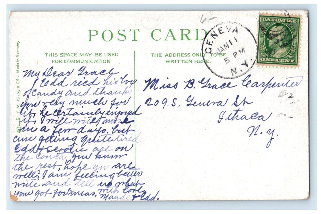 1910 Lehigh Valley Depot Train Station Railroad Geneva New York NY Postcard