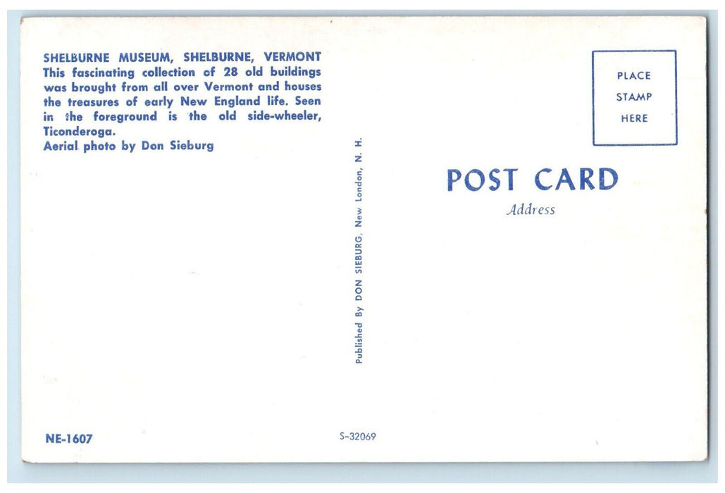 c1960's Bird's Eye View Shelburne Museum Shelburne Vermont VT Vintage Postcard