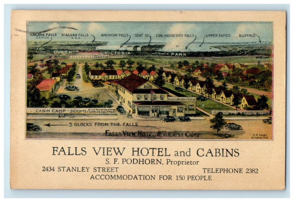 1937 Falls View Hotel and Cabins Niagara Falls Canada Posted Postcard