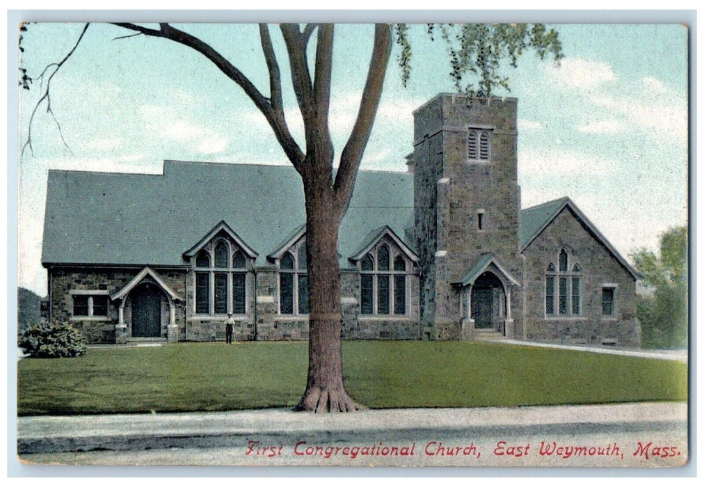 c1910's First Congregational Church East Weymouth Massachusetts MA Postcard
