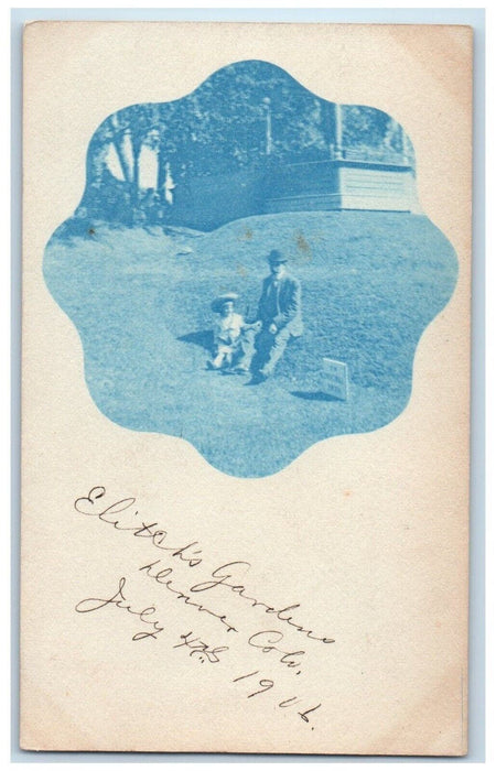 1906 Candid Man Child Elitch Gardens Denver Colorado CO RPPC Photo Postcard