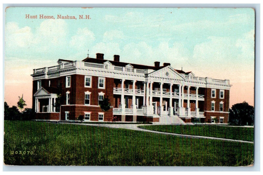 c1910's Scenic View Hunt Home Building Nashua New Hampshire NH Vintage Postcard