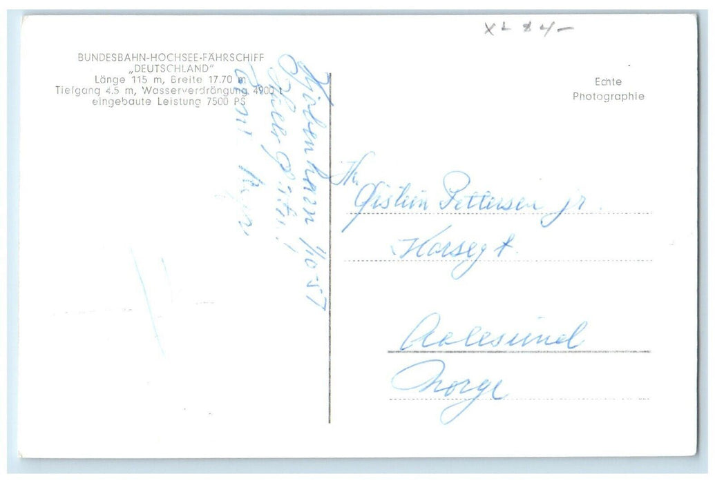 c1960's High Sea Ferry Ship "Deutschland"  RPPC Photo Postcard