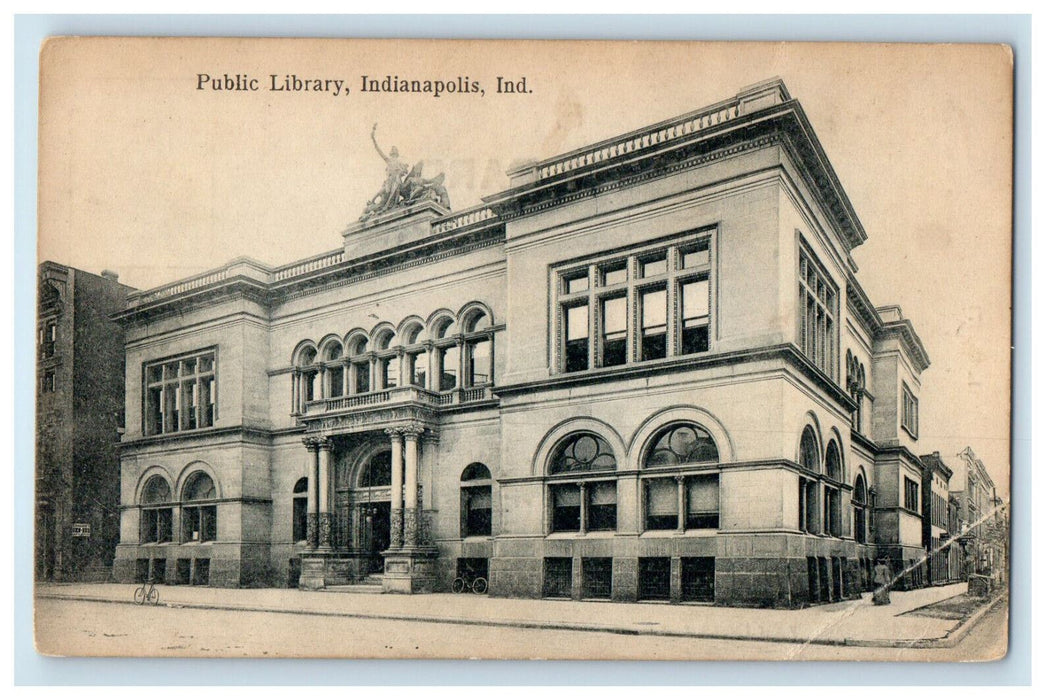 c1905 Entrance to Public Library Indianapolis Indiana IN Antique Postcard