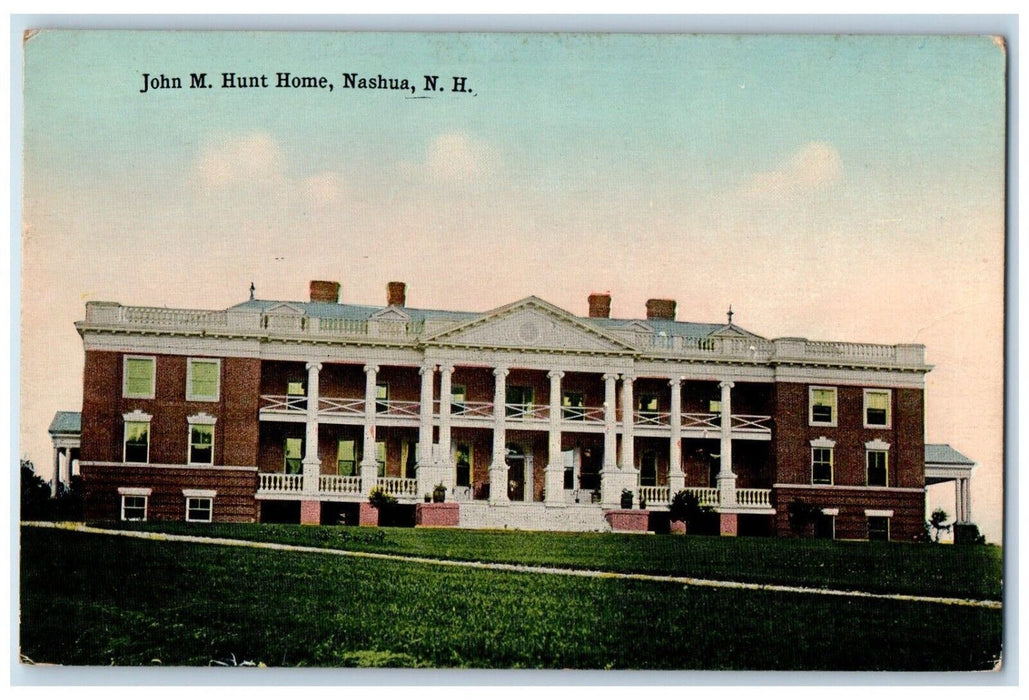 c1910's John M. Hunt Home Building Nashua New Hampshire NH Antique Postcard