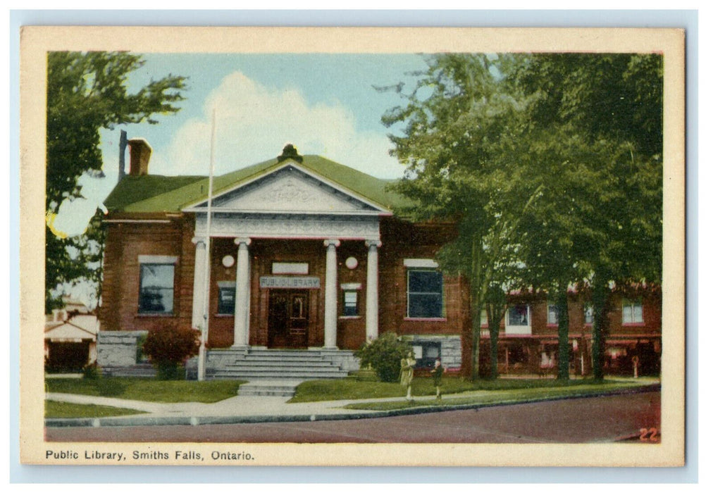 c1940's Public Library Smiths Falls Ontario Canada Vintage Unposted Postcard