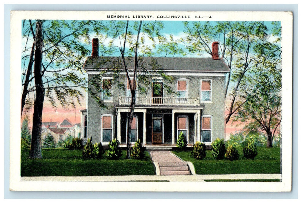 c1930's Memorial Library Collinsville Illinois IL Unposted Postcard