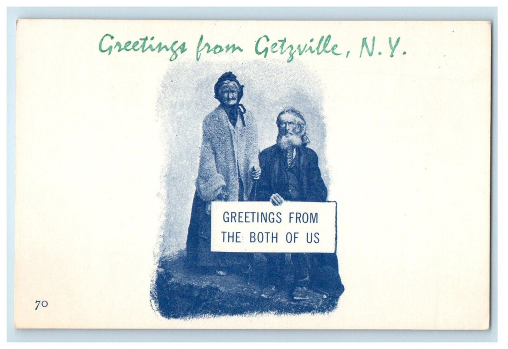 Greetings From Getzville New York NY, Grandma Grandpa Sign Antique Postcard