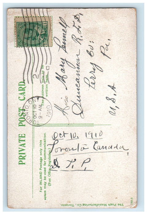 1910 New Public Library College St. Toronto Canada Antique Posted Postcard