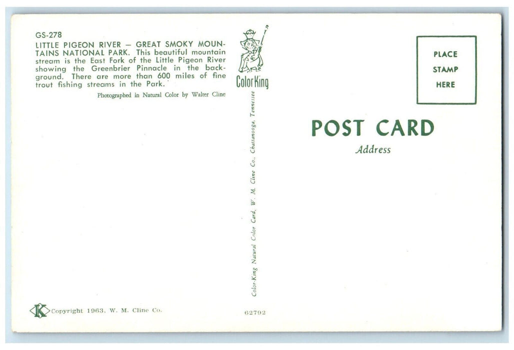 1960 Little Pigeon River Great Smokey Mountains National Park Tennessee Postcard
