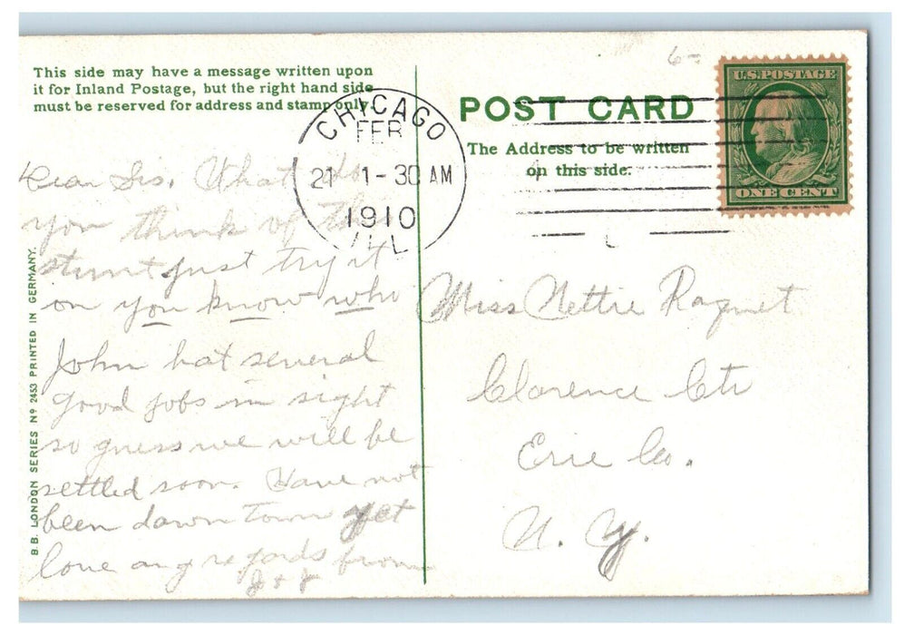 Sweet Couple It Is No Crime To Kiss In Clarence Center NY, Chicago IL Postcard