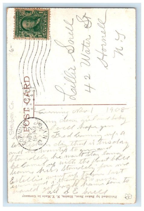 1908 Erie R. R. Station And St. James Hotel Corning New York NY Antique Postcard