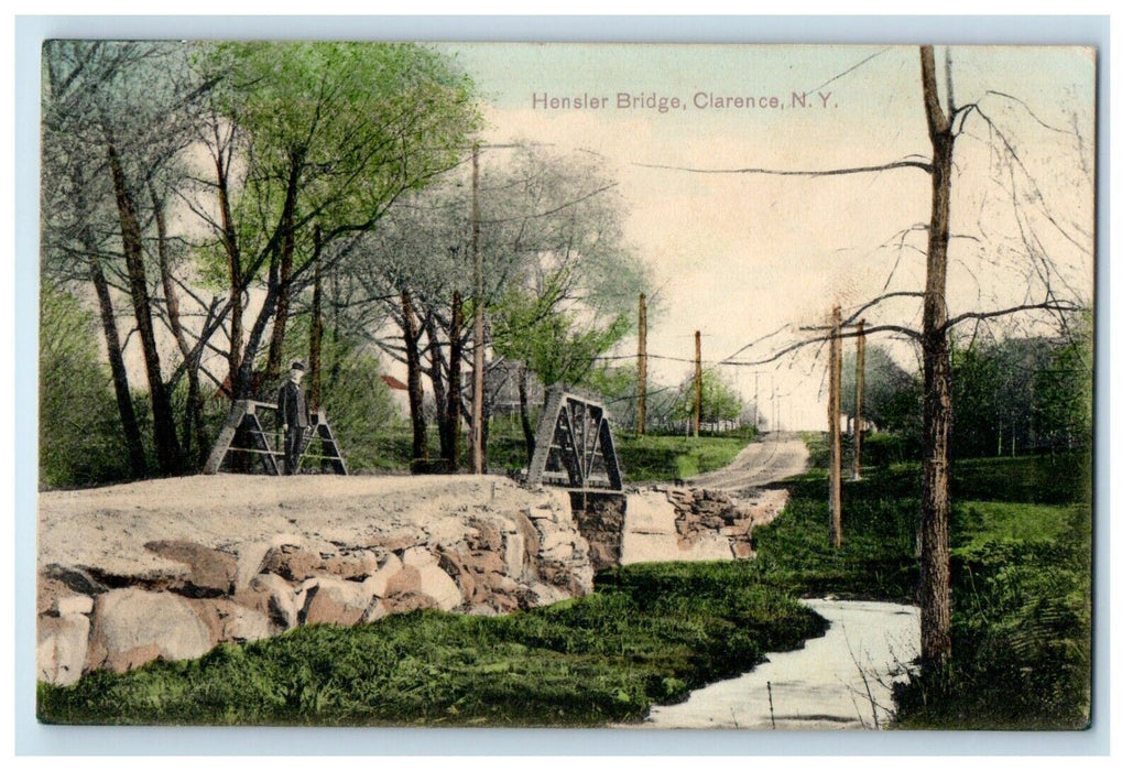 c1910's View Of Hensler Bridge Road River Clarence New York NY Antique Postcard