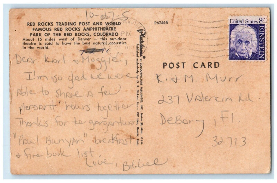 1975 Red Rocks Trading Post & Red Rocks Amphitheatre Park Colorado CO Postcard