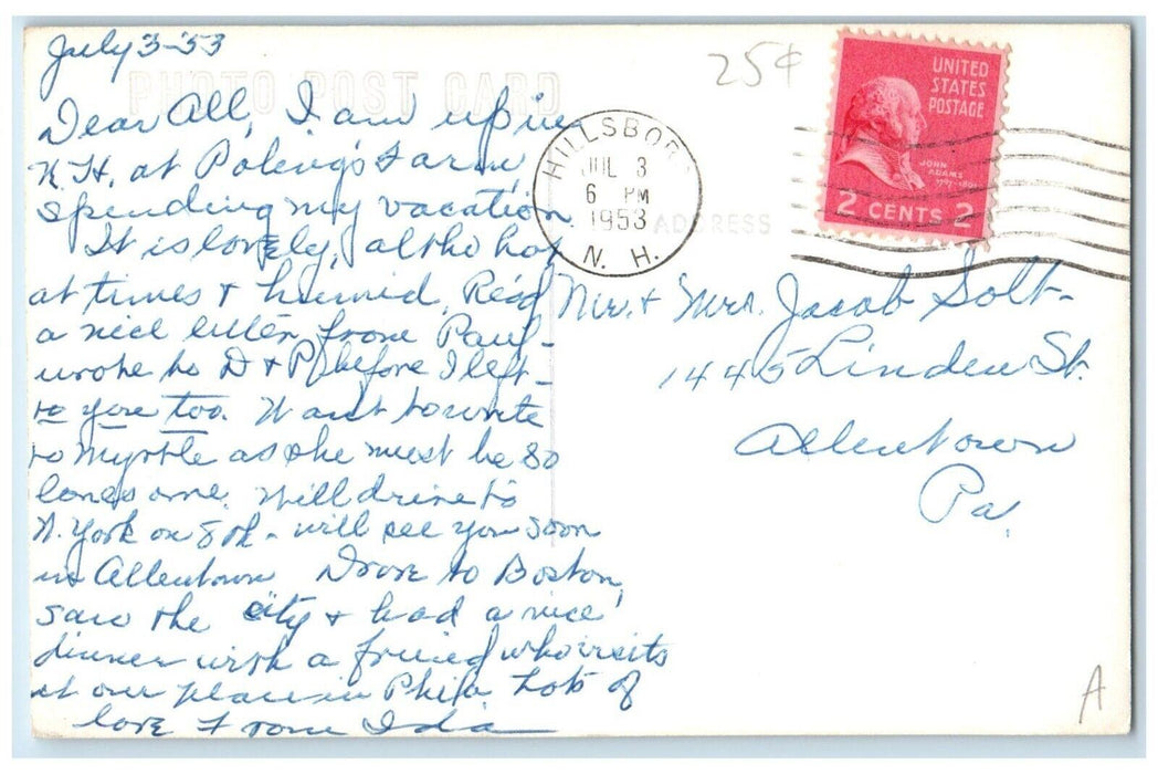 1953 Long House Farm Hillsboro New Hampshire NH Posted RPPC Postcard