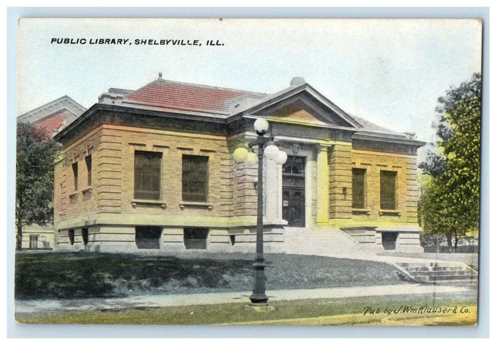 c1910 Public Library Shelbyville Illinois IL Antique Unposted Postcard