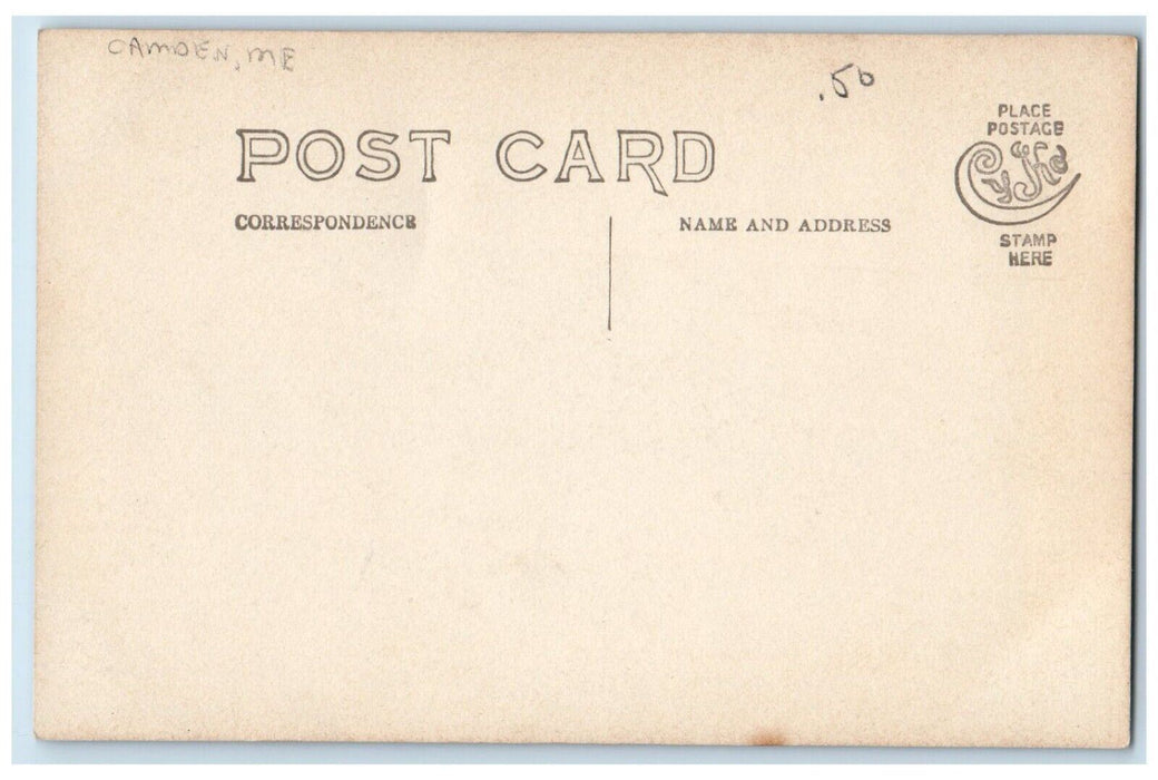 c1910's Bird's Eye View of Camden Sailboat Maine ME Unposted RPPC Postcard