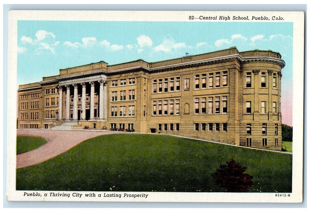 c1960's Central High School Building Outside View Pueblo Colorado CO Postcard