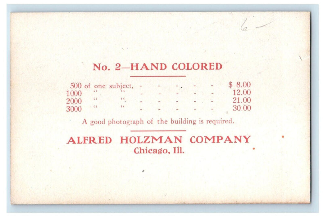 c1910 Postcard Advertising Sample Alfred Holzman Co. Chicago IL Trust Bank