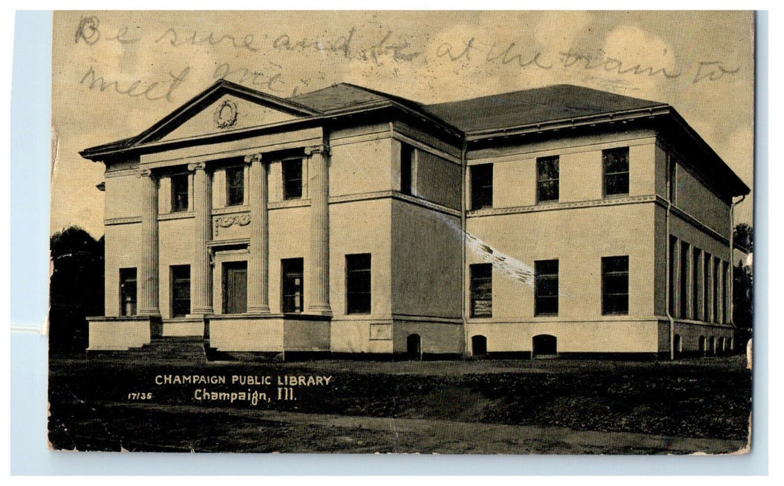 1907 Champaign Public Library Champaign Illinois IL Posted Postcard