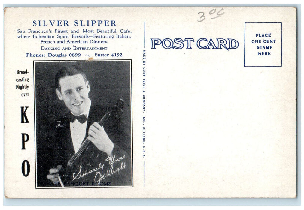 Silver Slipper Cafe  Dining Restaurant San Francisco California CA Postcard