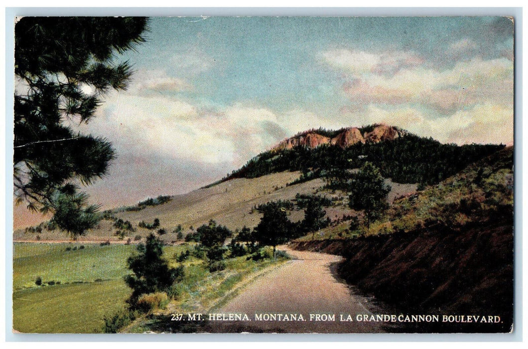 View OF Mt. Helena Montana MT From La Grande Cannon Boulevard Antique Postcard