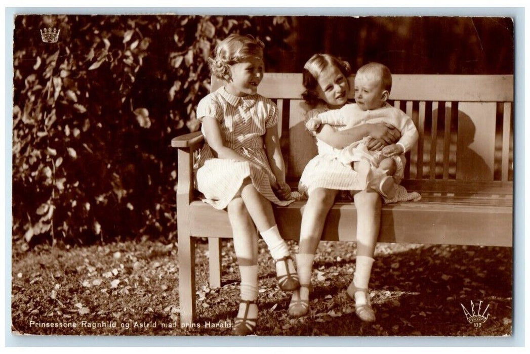 1937 Princess Ragnhild Astrid Prince Harald Baby View Oslo Norway Photo Postcard
