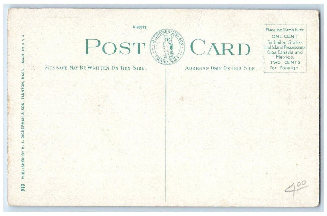 Imaginary Cape Cod Massachusetts MA, Lady Duck Sailboat Trees Scene  Postcard