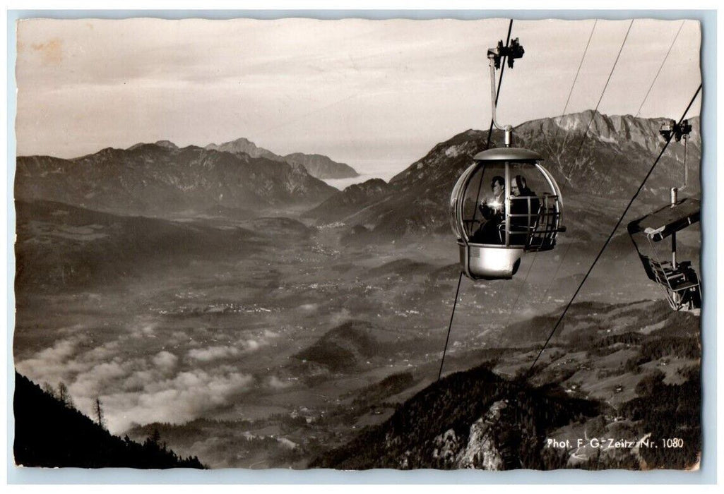 1955 Jenner Cable Car Mountains Berchtesgaden Germany RPPC Photo Posted Postcard