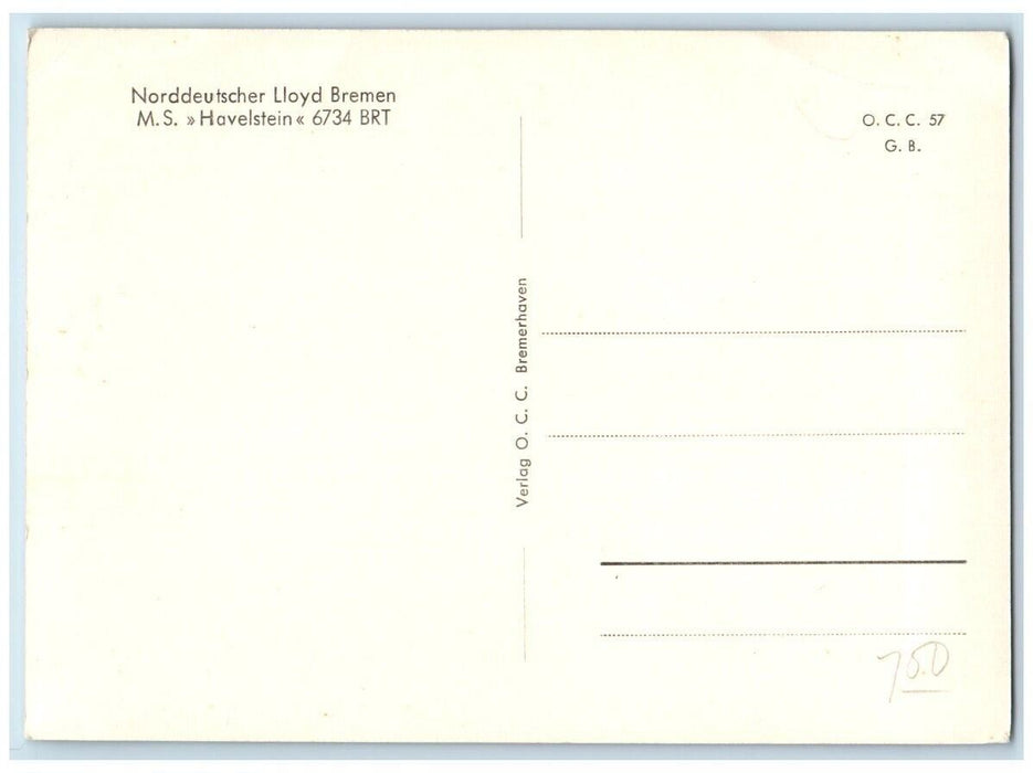 c1950's North German Lloyd Bremen Steamship Havelstein RPPC Photo Postcard