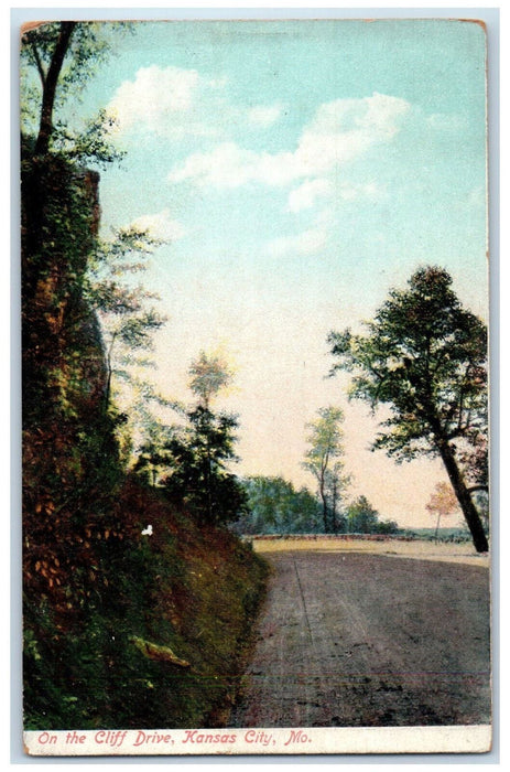 On The Cliff Drive Dirt Road Scene Kansas City Missouri MO Antique Postcard