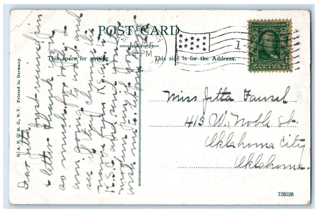1908 Scene On Blue River Scenic View Manhattan Kansas KS Antique  Postcard