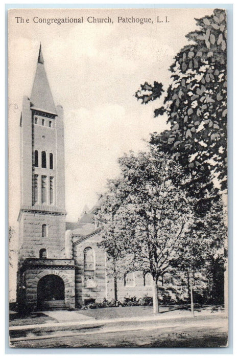 1909 The Congregational Church Patchogue Long Island New York NY Postcard