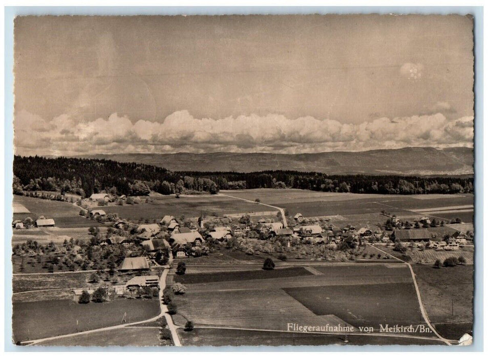 1953 Aerial View Of Meikirch Berne Switzerland RPPC Photo Posted Postcard