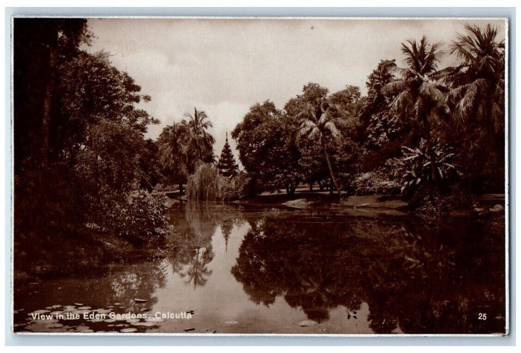 c1920's  Eden Gardens Palace View Calcutta India RPPC Photo Unposted Postcard