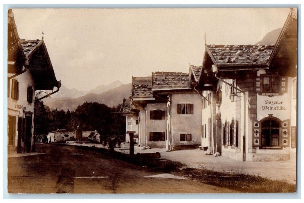 1921 Street View Restaurant Mittenwald Germany RPPC Photo Unposted Postcard