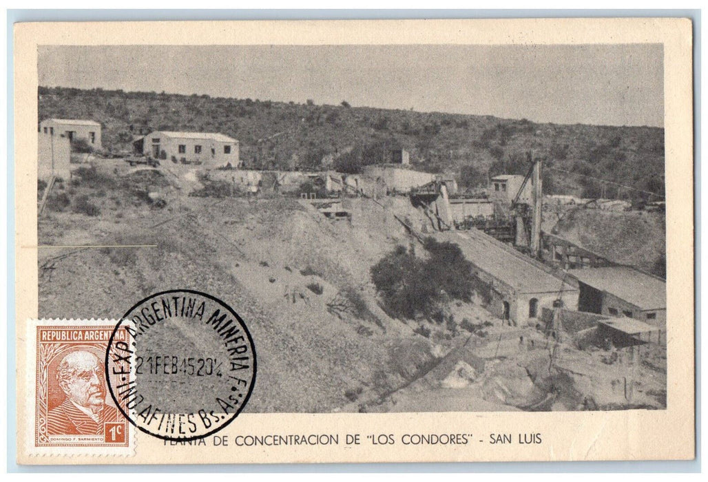 1944 Argentina Mining Industrial Exposition Vintage Unposted Postcard