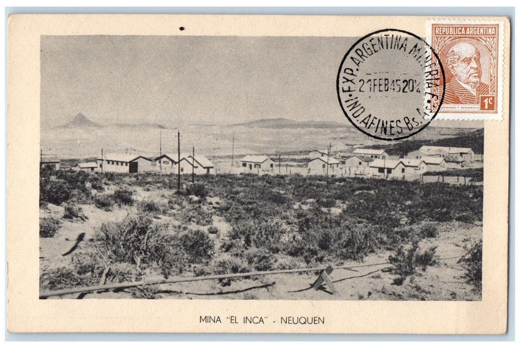 1944 Mina El Inca Neuquen Argentina Mining Industrial Exposition Postcard