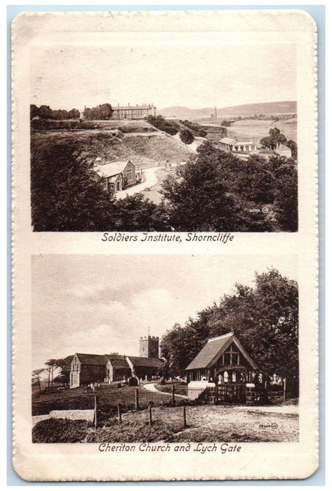 c1920s Soldiers Institute Shorncliffe Cheriton Church Lych Gate England Postcard