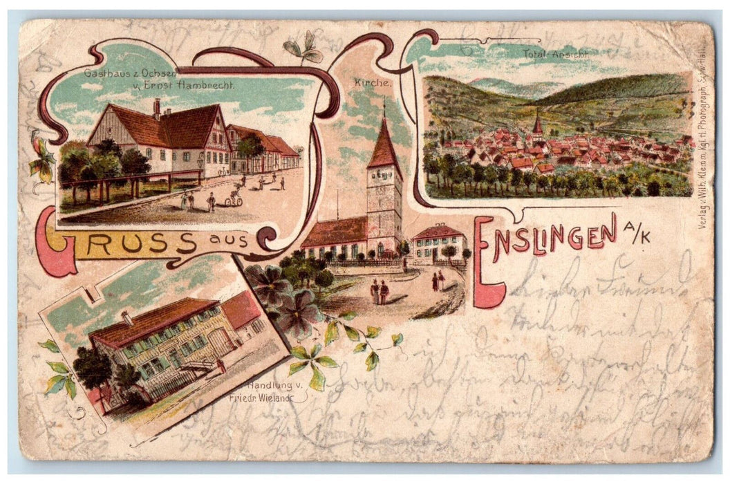 1909 Gruss Aus Enslingen Untermünkheim Germany Multiview Posted Postcard