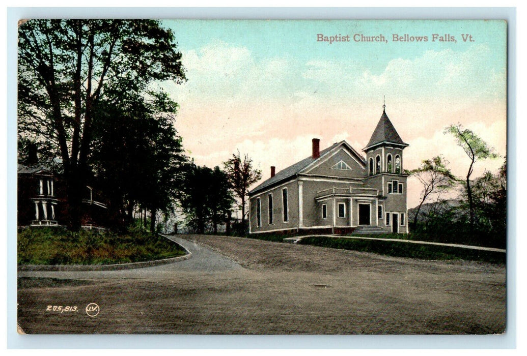 c1919 Baptist Church, Bellows Falls Vermont VT Antique Posted Postcard