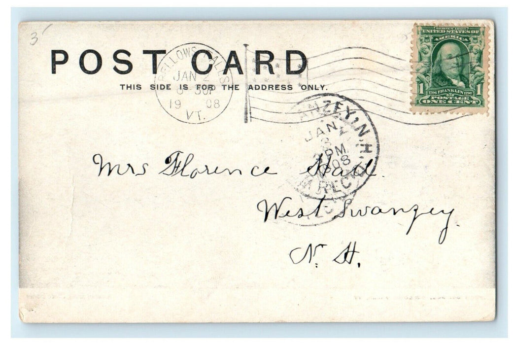 1908 High School View, Bellows Falls, Vermont VT Antique Posted Postcard
