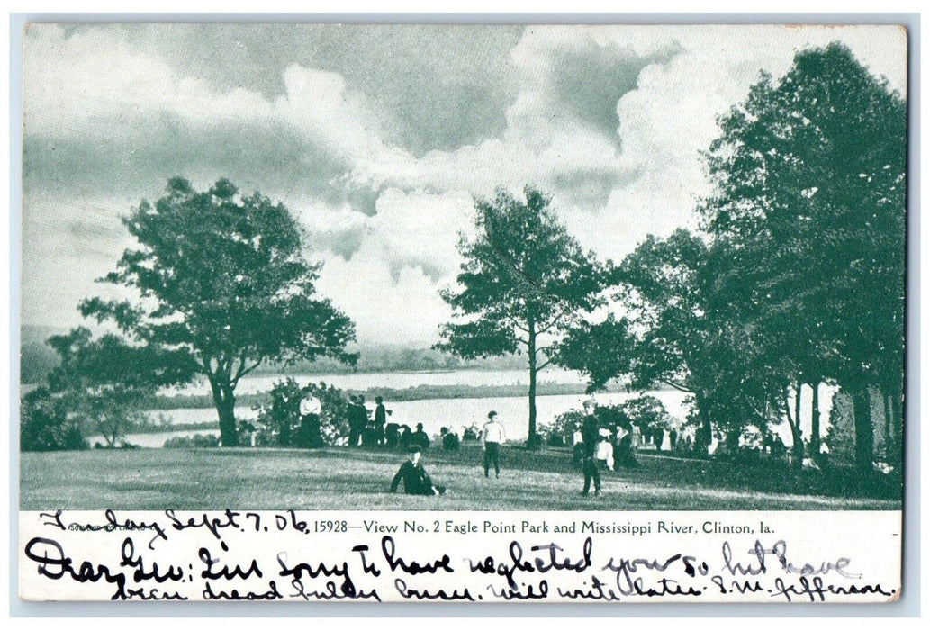 1906 View No.2 Eagle Point Park and Mississippi River Clinton Iowa IA Postcard