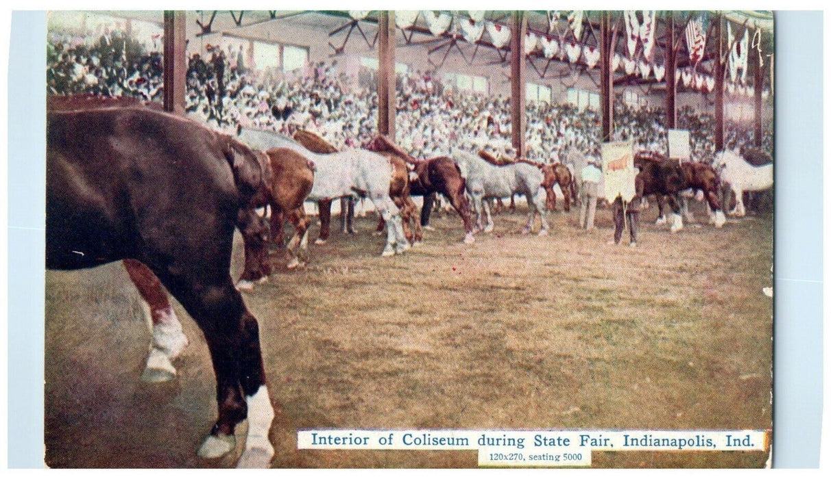 c1910's Interior Of Coliseum State Fair Indianapolis Indiana IN Antique Postcard