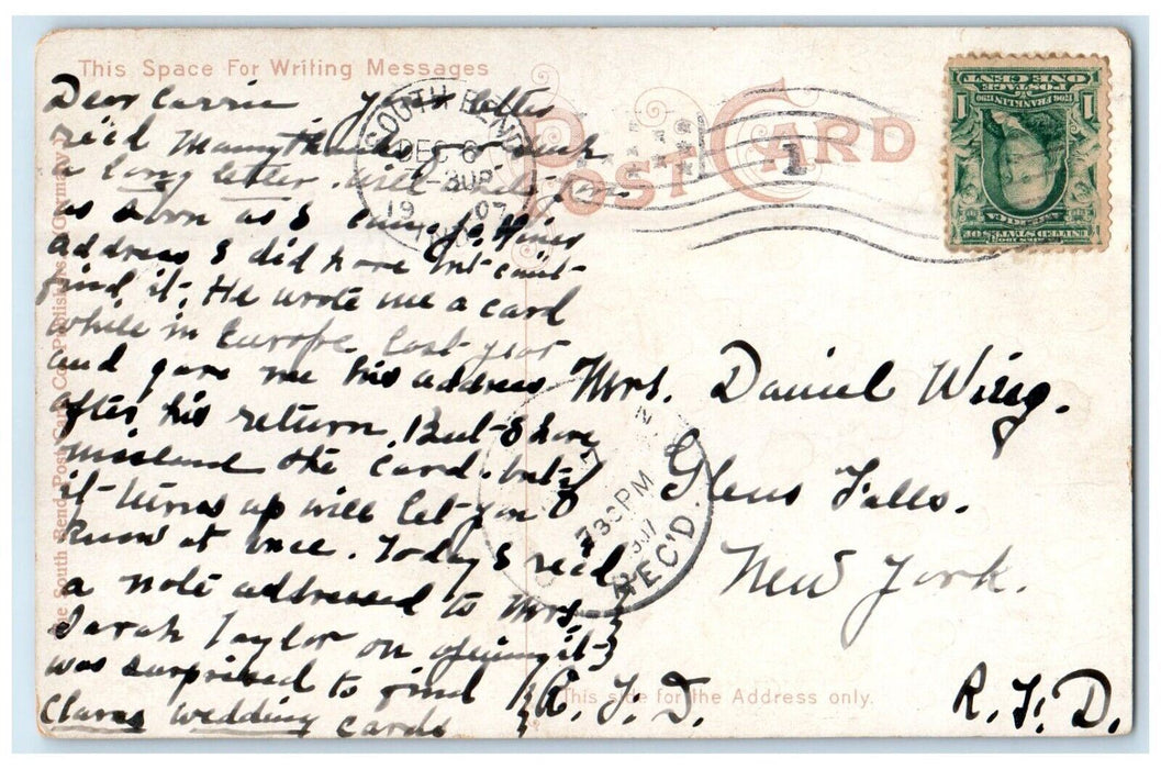 1907 View Of Springbrook Park South Bend Indiana IN Posted Antique Postcard