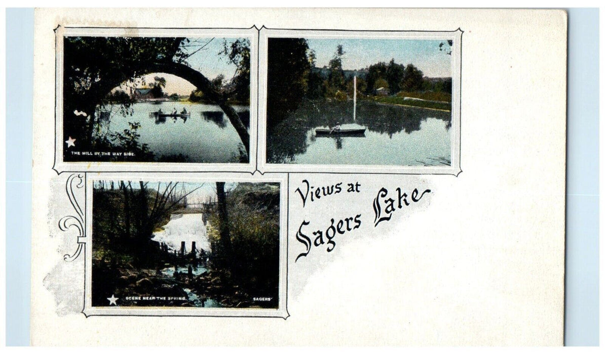 1921 Views At Sagers Lake Indiana IN, Multiview Posted Antique Postcard