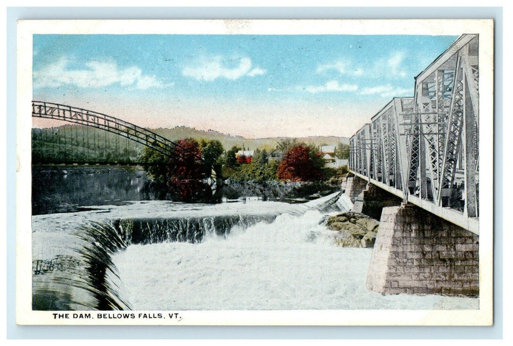 c1917 The Dam, Bellows Falls Vermont VT Antique Posted Postcard