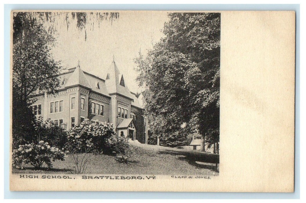 c1905 High School, Brattleboro Vermont VT Antique Unposted Postcard